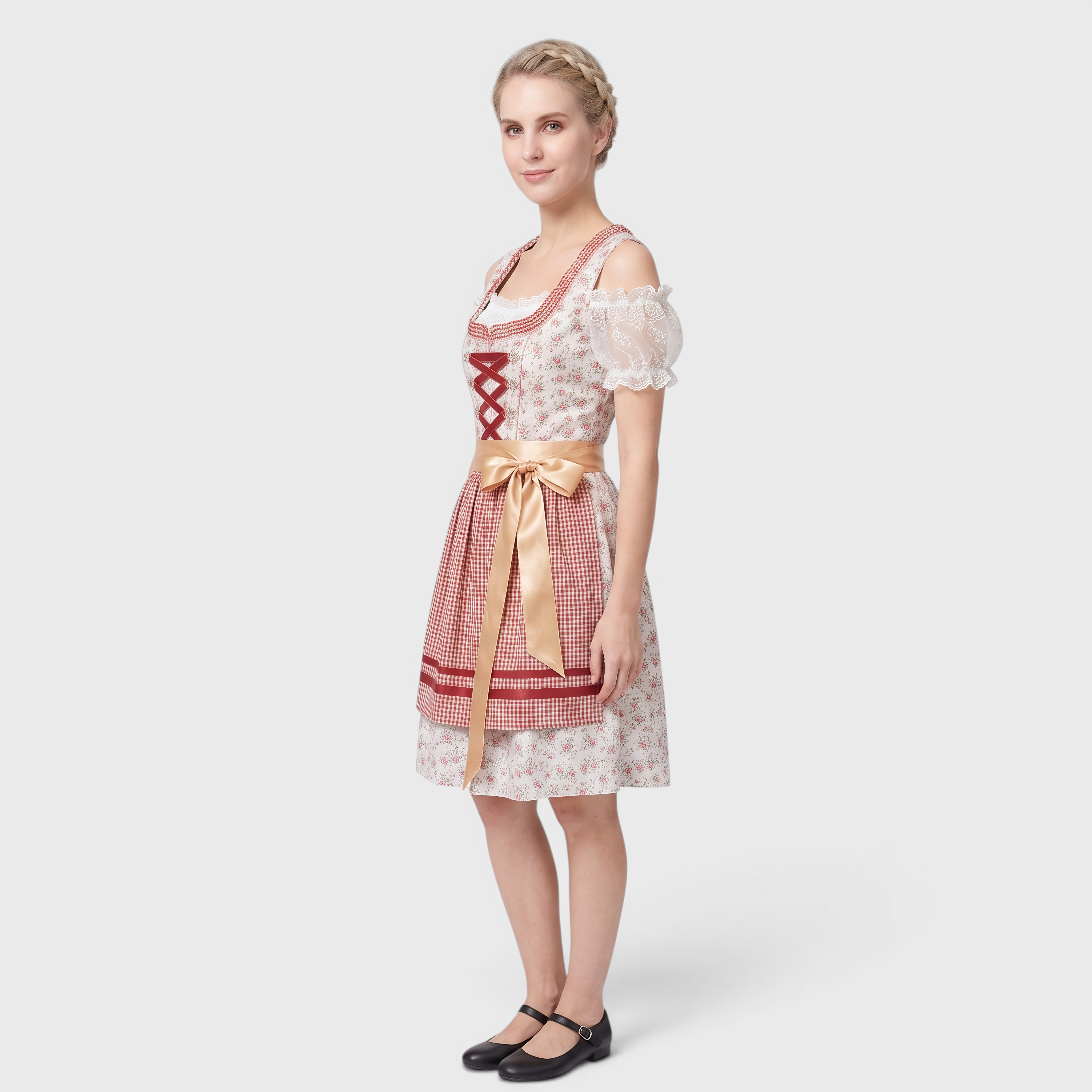 Gifts – Seasonal – Oktoberfest : Trachtenjurk Dames Roze met Korset, Schort en Kanten Details in van Steiner-boutique