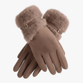 Guanti caldi da donna con fodera in pile - Marrone