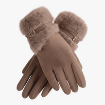 Winterhandschoenen : Warme Dames Handschoenen met Fleece Voering - Bruin in Bruin One Size van Pantino