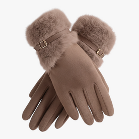 Winterhandschoenen : Warme Dames Handschoenen met Fleece Voering - Bruin in Bruin One Size van Pantinoshop