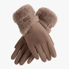 Winterhandschoenen : Warme Dames Handschoenen met Fleece Voering - Bruin in Bruin One Size van Pantino
