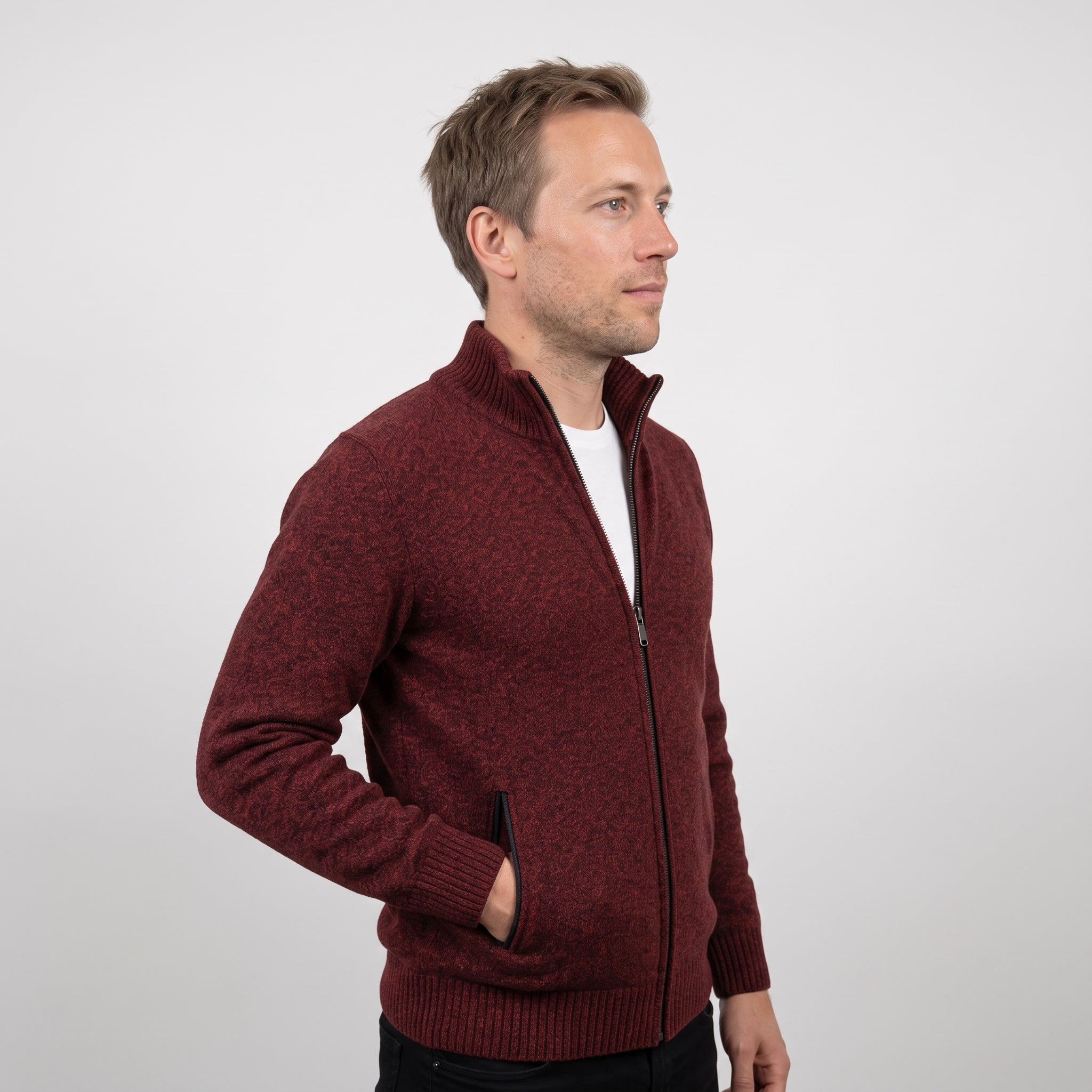 Luca Moretti | Premium Gebreid Jack met Rits voor Heren