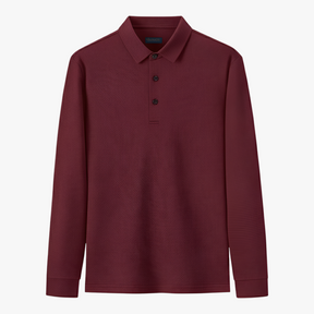 Polo Shirts: Poloshirts : Casual Poloshirt met Lange Mouwen - Marineblauw in Rood van Pantino