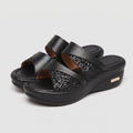 Black Women's Sandals - Elegant Buckle - For Those Who Love a Sleek and Fashionable Look