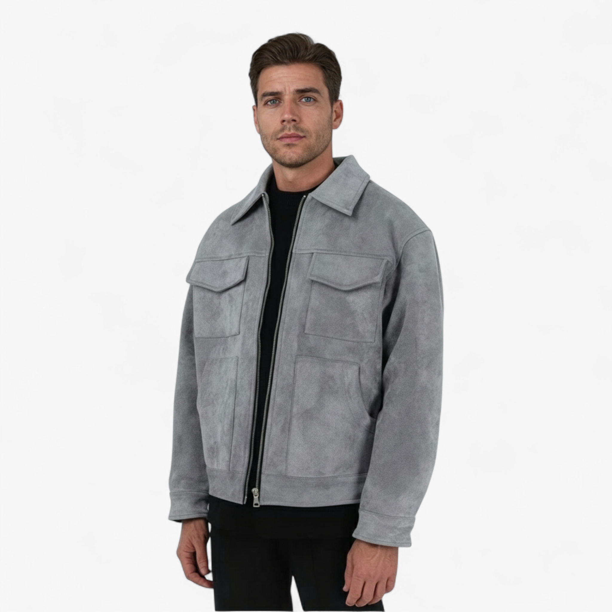 Herenjassen en -jassen : Heren Casual Multi Pocket Jas - Grijs in van Pantino