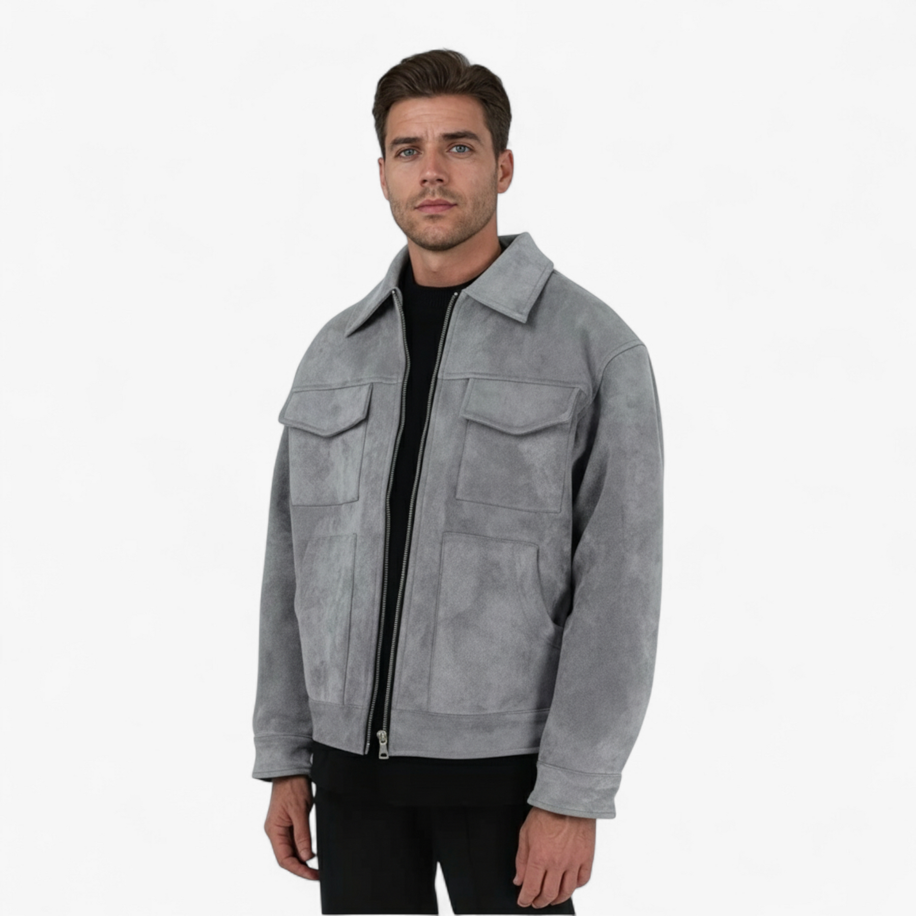 Herenjassen en -jassen : Heren Casual Multi Pocket Jas - Grijs in van Pantino