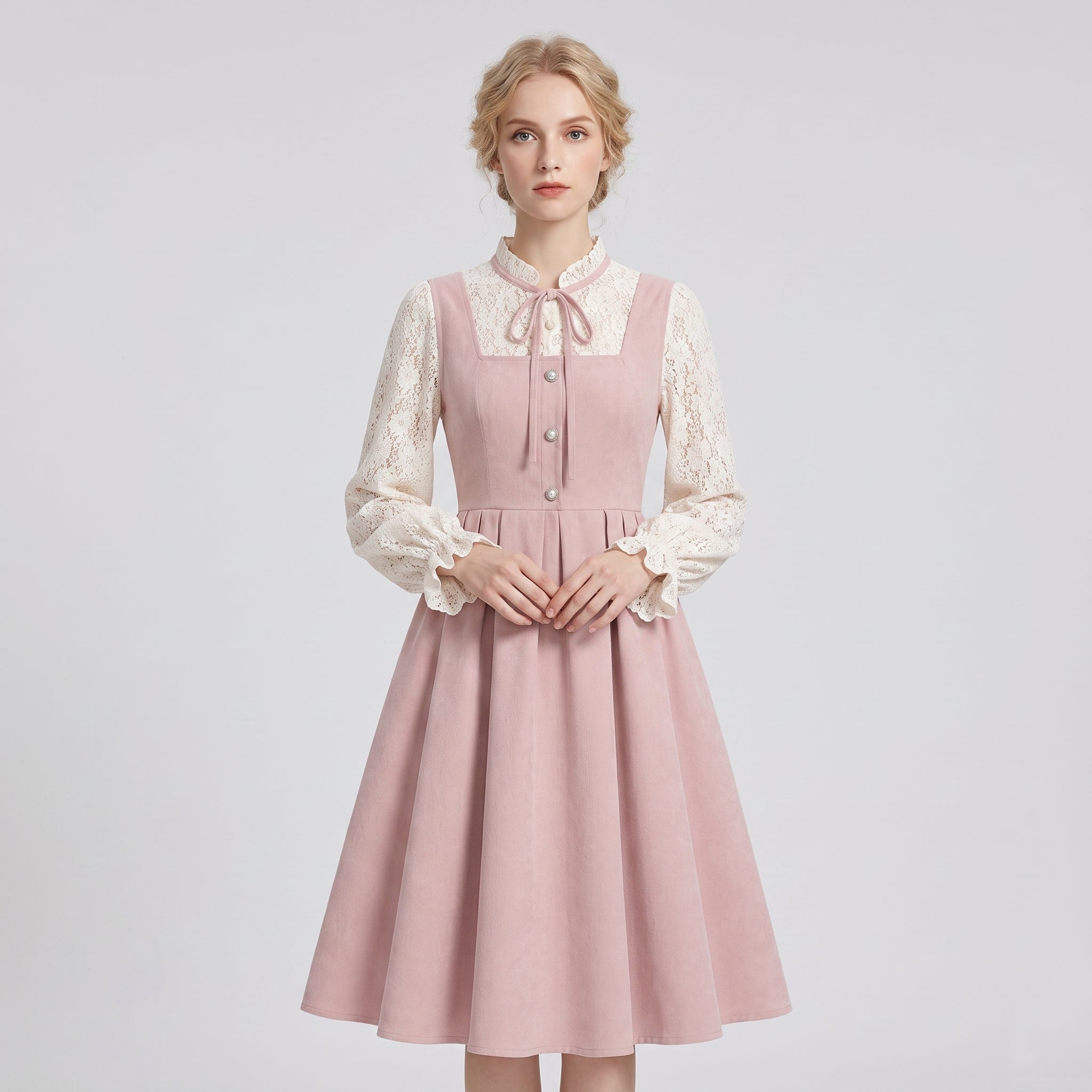 Gifts – Seasonal – Oktoberfest : Dames dirndl roze A-lijn, hartvormige halslijn en borduurwerk in van Steiner-boutique
