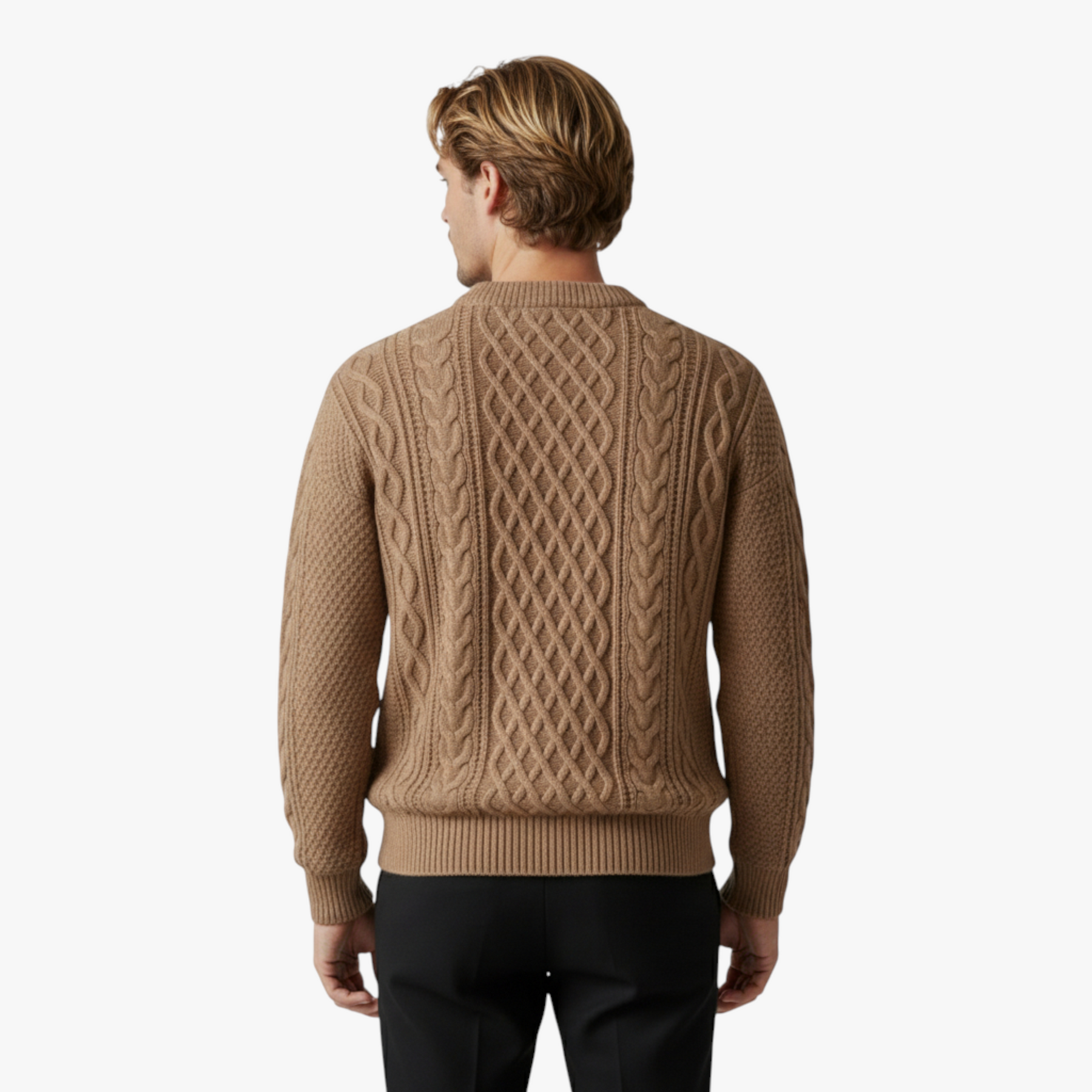 Herentruien : Heren Casual Gebreide Trui voor de Herfst - Khaki in van Pantino