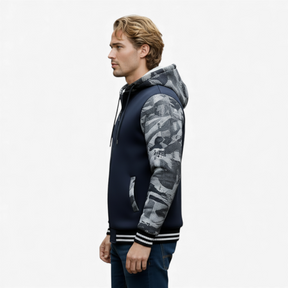 Heren Fleece Jassen : Heren Fleecejack met Capuchon voor Koud Weer - Marineblauw in van Pantino