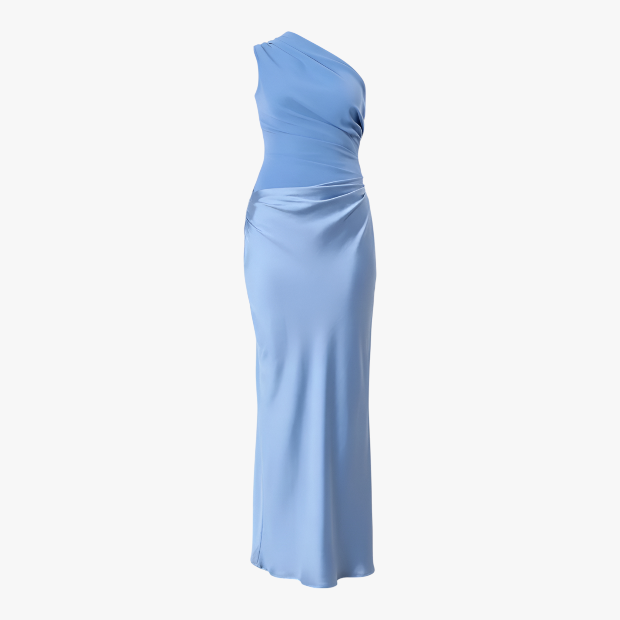 Jurken : Lange Jurk Dames met Schuine Schouder - Bruin in Blauw van Pantino