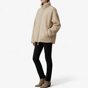 Jacket : Jas Dames Beige - Lange Damesjas met Ritssluiting - Elegante Warmte in van Pantino