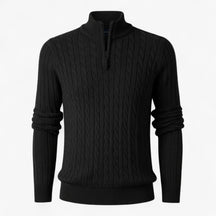 Herentruien : Heren Half-zip Trui van Luxe Wolmix in Zwart van Pantino