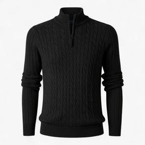 Herentruien : Heren Half-zip Trui van Luxe Wolmix in Zwart van Pantino