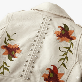 Damesjassen & -jacks : Jas Dames Wit - Retro Tussenjas met Bloemenmotief in van Pantino