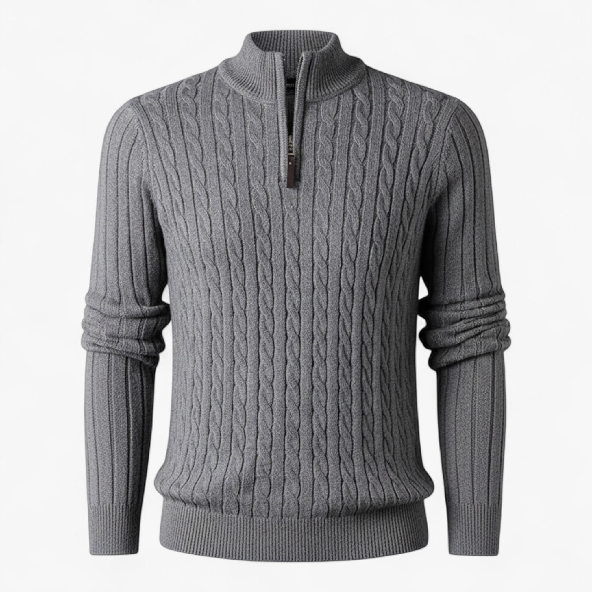 Herentruien : Heren Half-zip Trui van Luxe Wolmix in Grijs van Pantino
