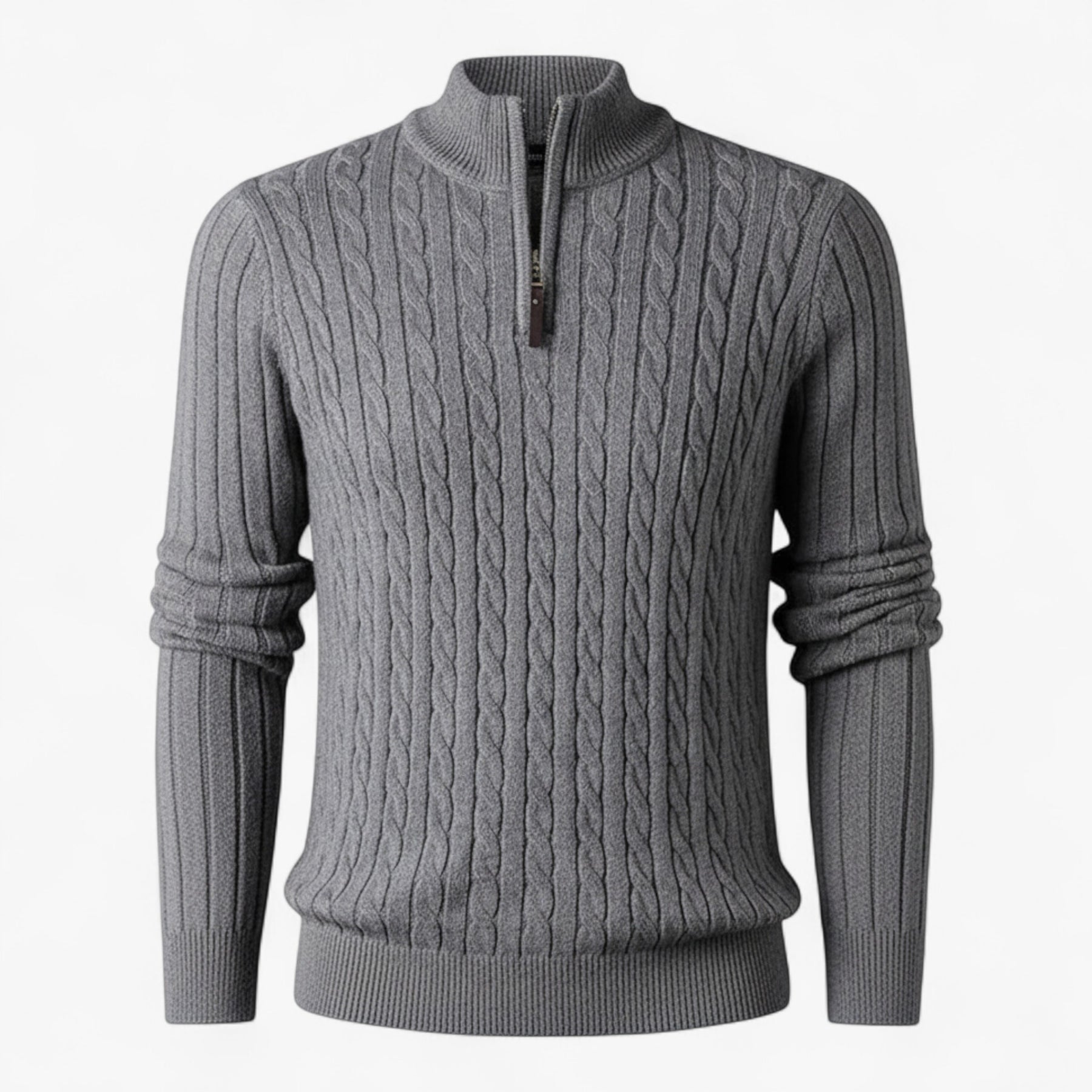 Herentruien : Heren Half-zip Trui van Luxe Wolmix in Grijs van Pantino