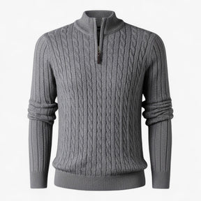 Herentruien : Heren Half-zip Trui van Luxe Wolmix in Grijs van Pantino