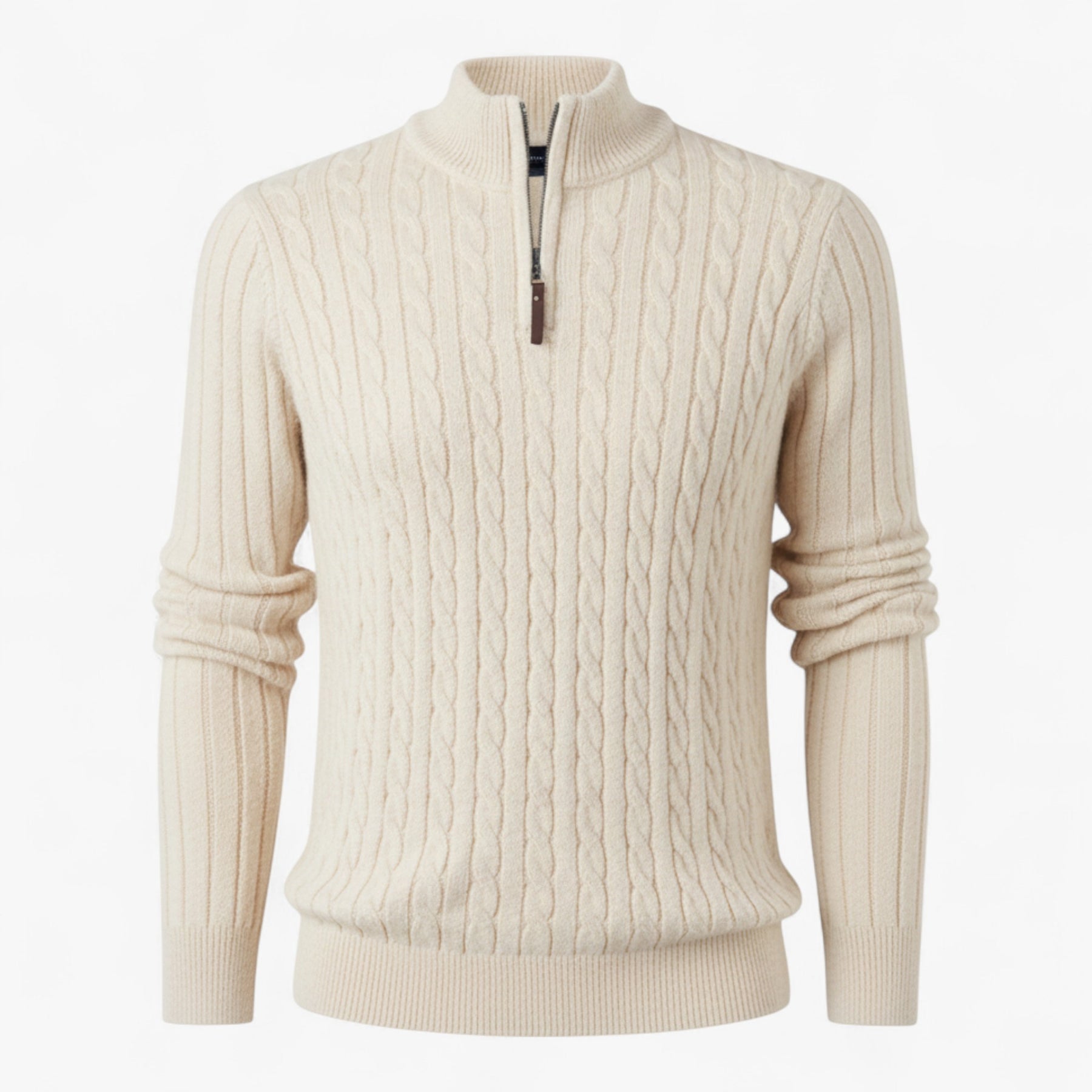 Herentruien : Heren Half-zip Trui van Luxe Wolmix in Abrikoos van Pantino