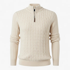 Herentruien : Heren Half-zip Trui van Luxe Wolmix in Abrikoos van Pantino