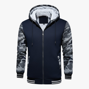 Heren Fleece Jassen : Heren Fleecejack met Capuchon voor Koud Weer - Marineblauw in van Pantino