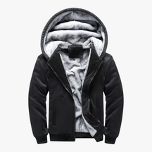 Heren Fleece Jassen : Heren Fleecejack met Capuchon voor Koud Weer - Marineblauw in Zwart van Pantino