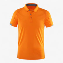 Clothes : Poloshirt Heren Marineblauw - Ademend Sportpoloshirt met Korte Mouwen in Oranje van Pantino