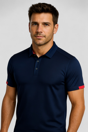 Clothes : Poloshirt Heren Marineblauw - Ademend Sportpoloshirt met Korte Mouwen in van Pantino