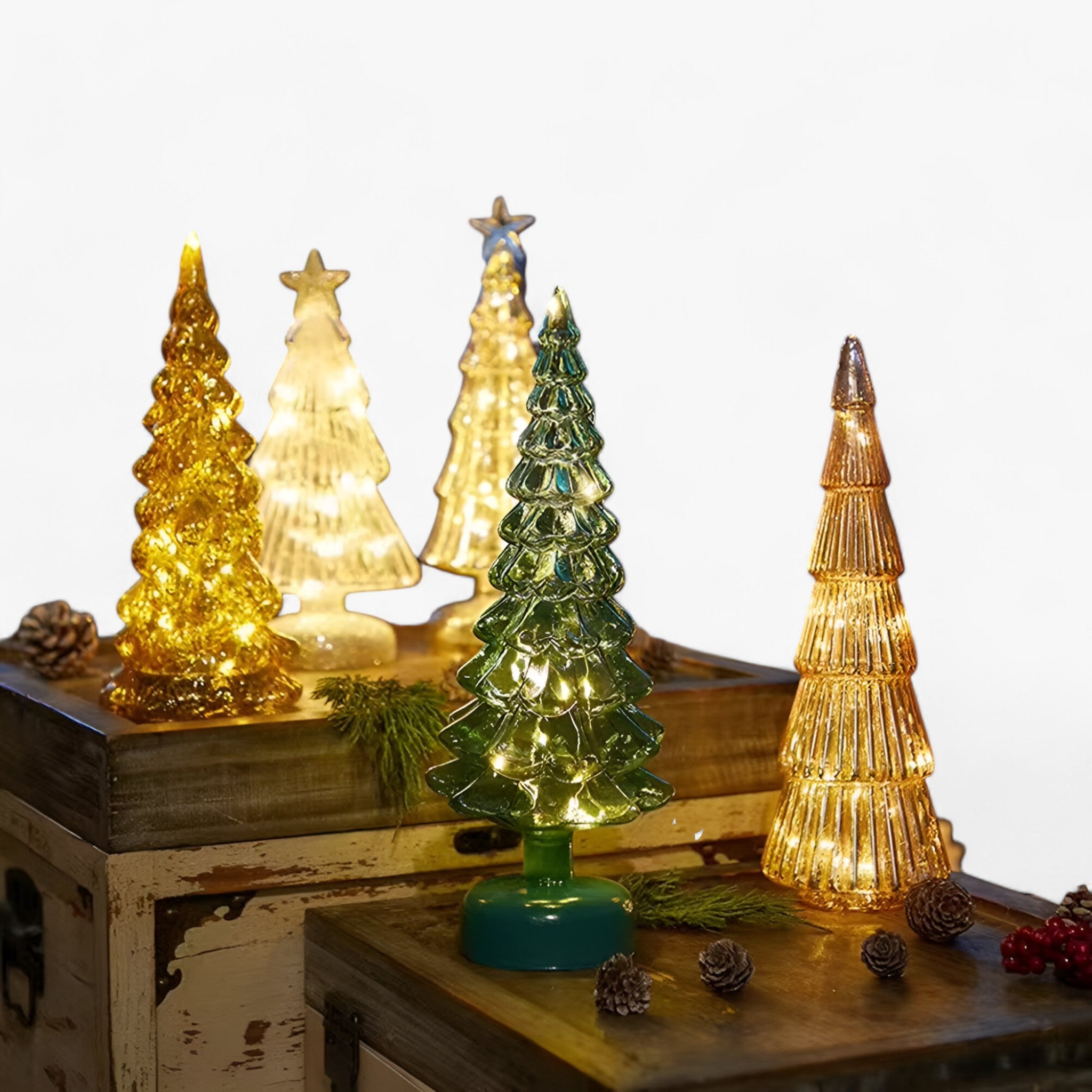 home & garden : Glazen Verlichte Kerstboom - Groen in van Pantino