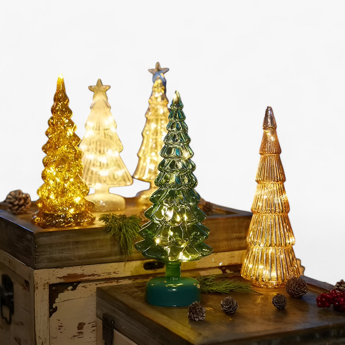 home & garden : Glazen Verlichte Kerstboom - Groen in van Pantino