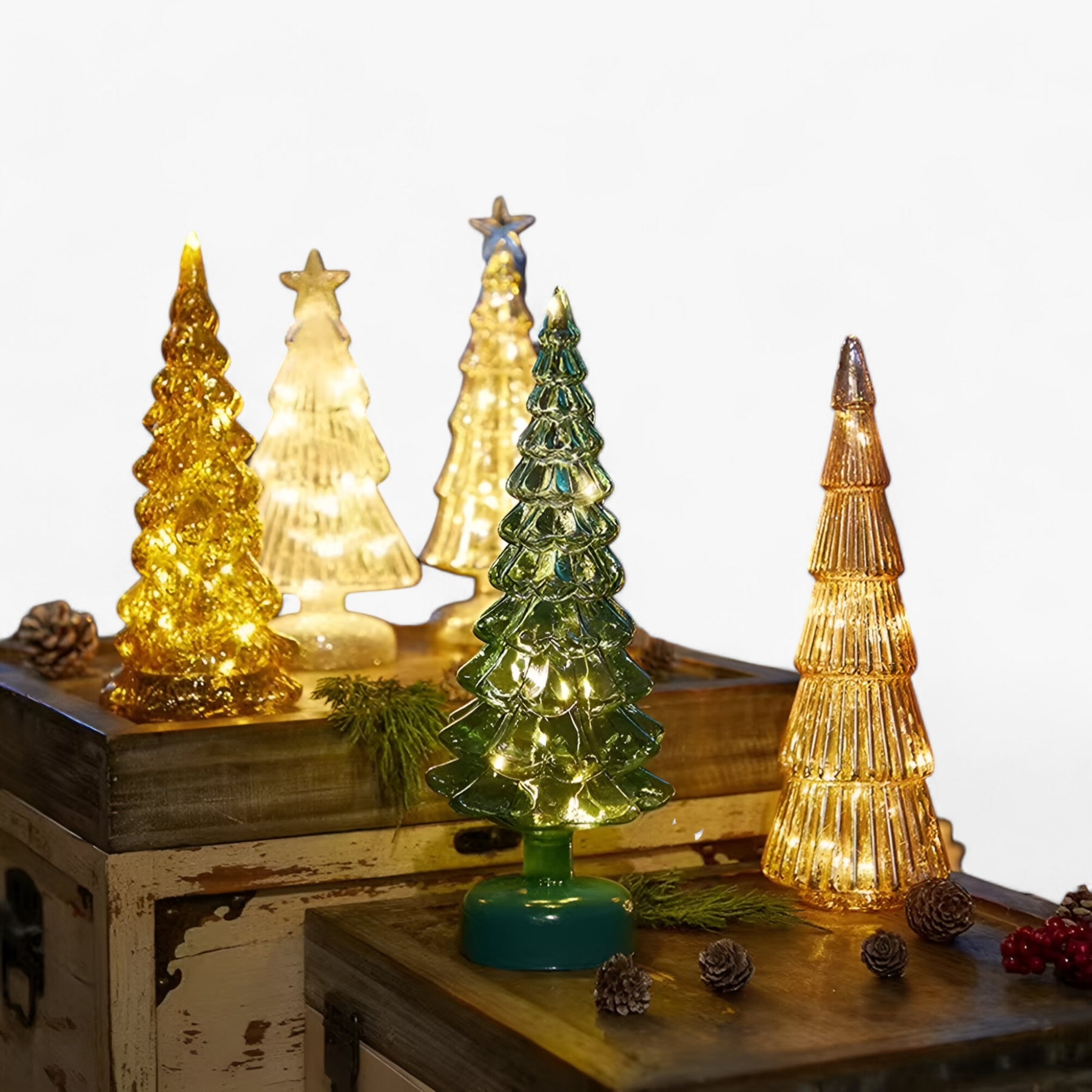 home & garden : Glazen Verlichte Kerstboom - Groen in van Pantino