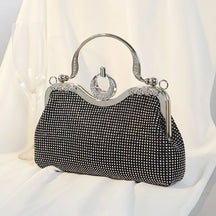 bags : Gouden Mesh Avondtasje Dames - Handvatring Glamour Feest - Metaal in Zwart van Pantino