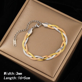 Jewelry Set : Juwelen Set Goud - Visgraat Ketting en Armband - Goudkleurig in van Pantino