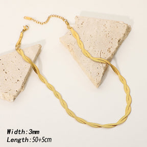 Jewelry Set : Juwelen Set Goud - Visgraat Ketting en Armband - Goudkleurig in van Pantino