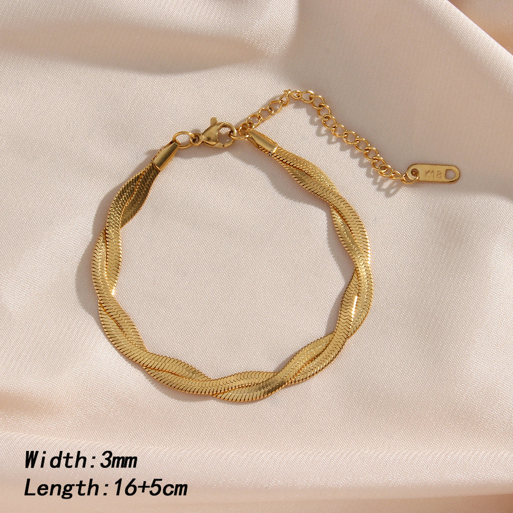 Jewelry Set : Juwelen Set Goud - Visgraat Ketting en Armband - Goudkleurig in van Pantino