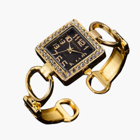 Horloges : Gouden Dameshorloge met Elegant Design - Zwart Glanzend in van Pantino