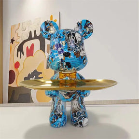 home & garden : Graffiti Beer Beeld - Street Art Woonkamer Decoratie - Hars in Blauw van Pantino