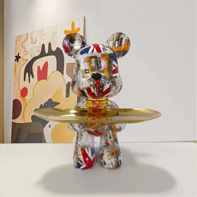 home & garden : Graffiti Beer Beeld - Street Art Woonkamer Decoratie - Hars in Rood van Pantino