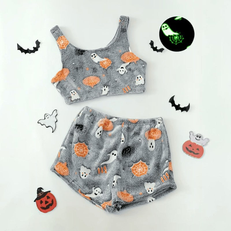 Gifts – Seasonal – Halloween : Halloween Pyjama Dames Set - Spookpatroon Glow-in-the-Dark in van Pantinoshop