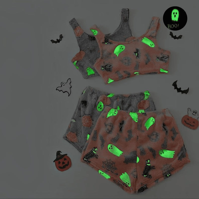 Gifts – Seasonal – Halloween : Halloween Pyjama Dames Set - Spookpatroon Glow-in-the-Dark in van Pantinoshop