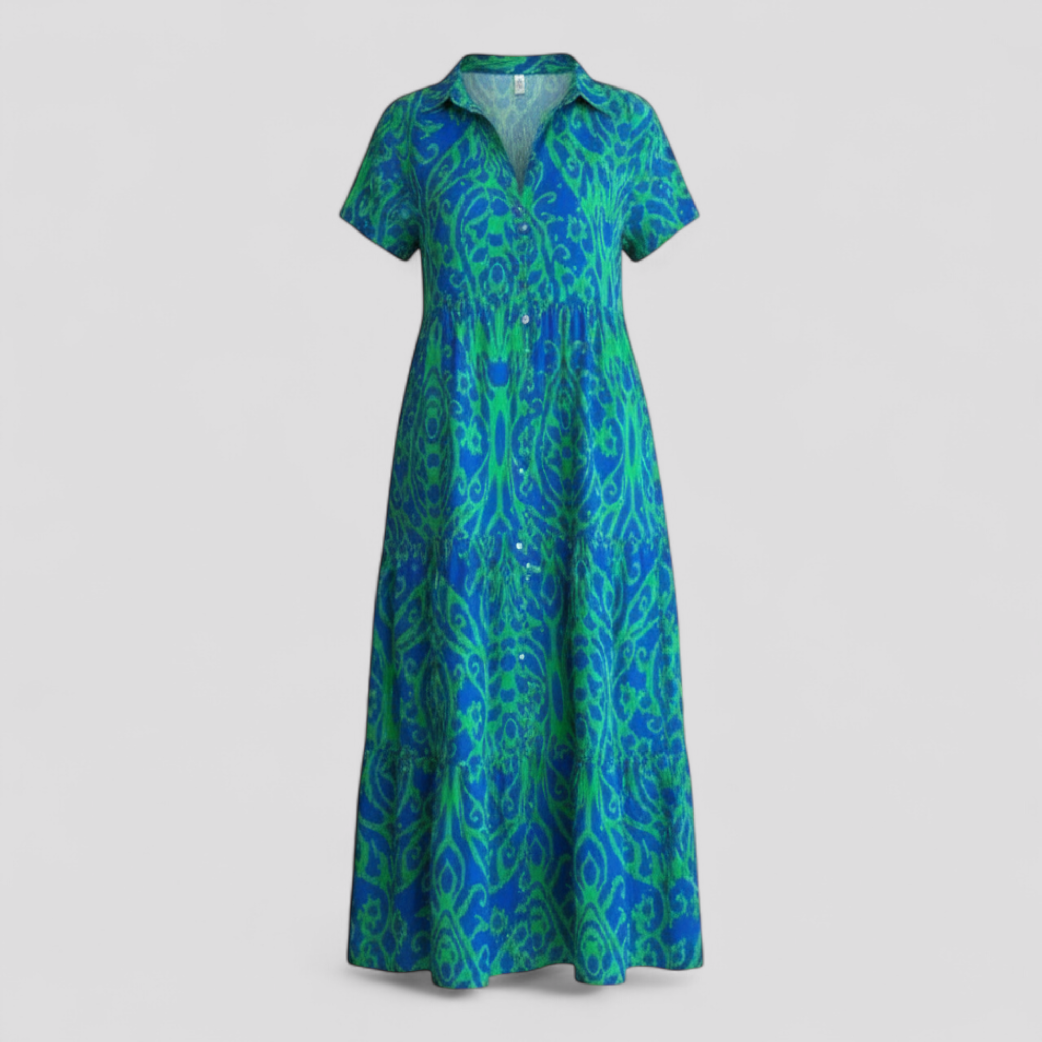 Dress : Maxi Jurk Dames Paars - Lange met Zakken in Groen van Pantino