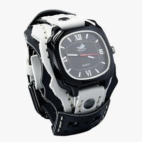 Watches : Horloge Heren Rood Zwart - Groot Vierkant Herenhorloge met Lederen Band in van Pantino