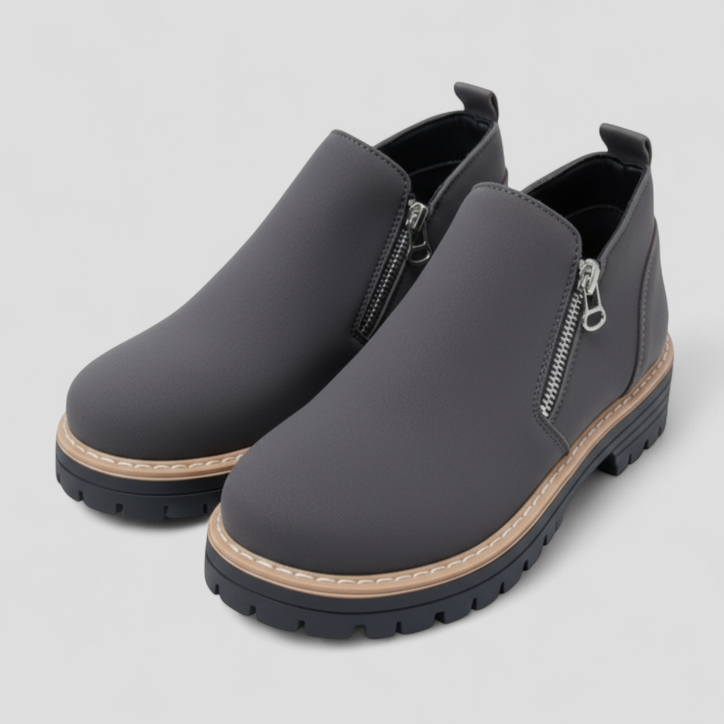 Shoes : Comfortabele Laarzen met Ronde Neus voor Dames - Zwart in Grijs van Pantino