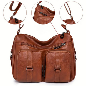 bags : Gwyneth Cargo Tas - Vrouwen Tas met Meerdere Zakken - Blauw in Bruin van Pantino