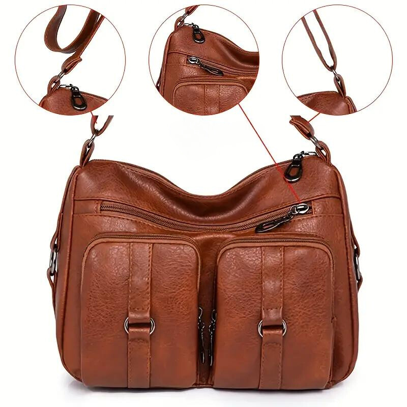 bags : Gwyneth Cargo Tas - Vrouwen Tas met Meerdere Zakken - Blauw in Bruin van Pantino