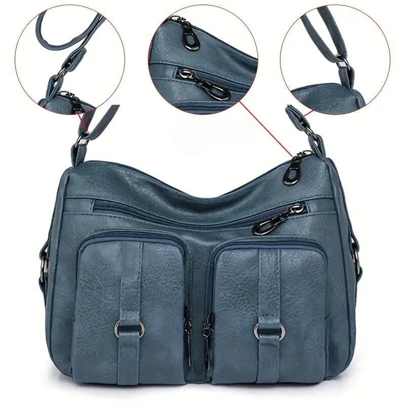 bags : Gwyneth Cargo Tas - Vrouwen Tas met Meerdere Zakken - Blauw in Blauw van Pantino