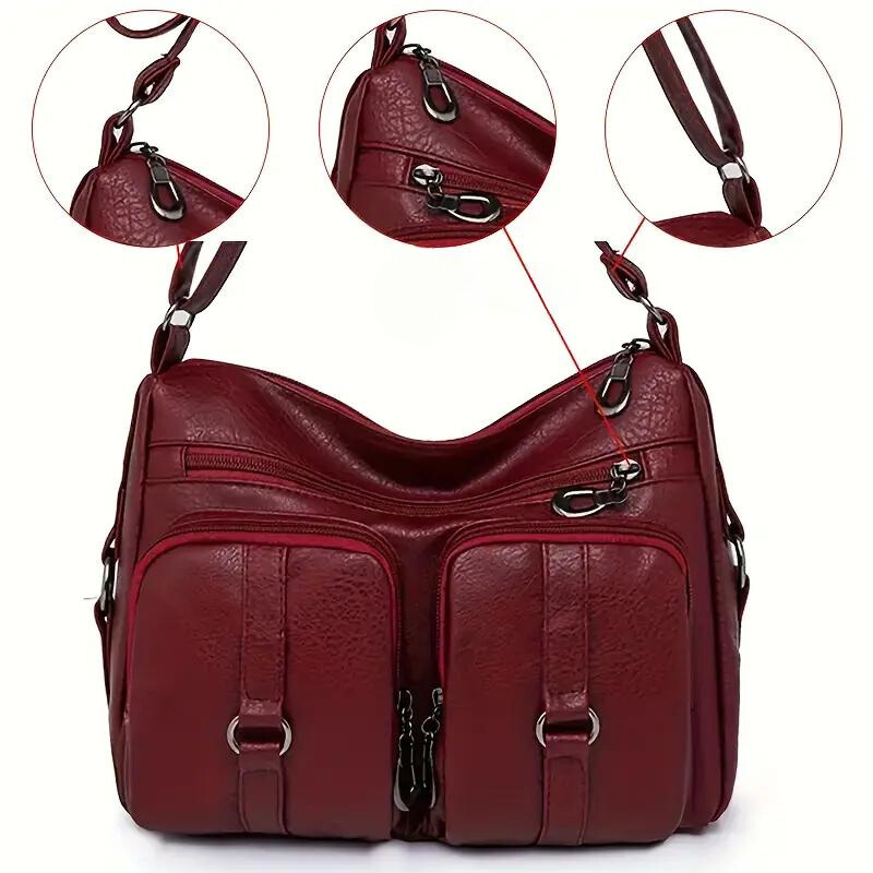 bags : Gwyneth Cargo Tas - Vrouwen Tas met Meerdere Zakken - Blauw in Rood van Pantino