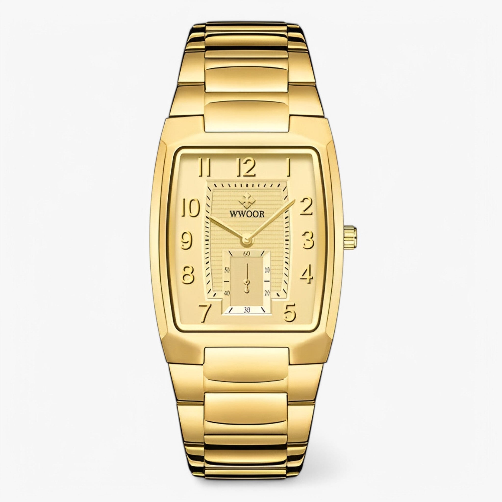 watches : Horloge Heren Zwart Goud - Luxe Vierkant Roestvrijstalen in goud goud van Pantino
