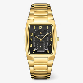 watches : Horloge Heren Zwart Goud - Luxe Vierkant Roestvrijstalen in zwart goud van Pantino