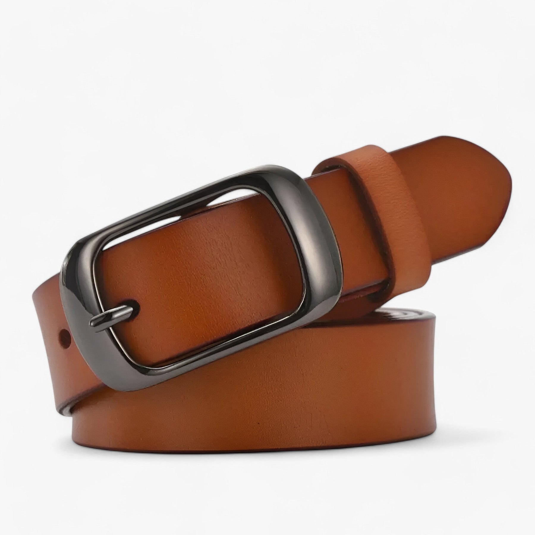 Belt : Jeans Dames Zwart - Premium Leren Riem - Casual Pasvorm in koffie Kina van Pantino
