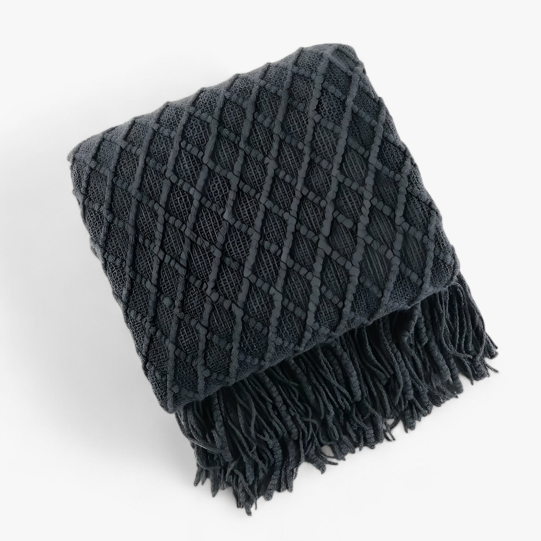 home & garden : Nordic Kasjmierlook Deken - Stijlvol en Comfortabel - Zwart Grijs in Zwart grijs van Pantino